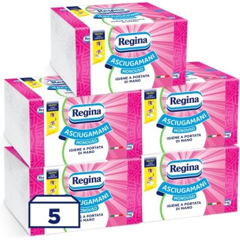 Regina Asciugamani Monouso – 5 Confezioni da 100 Servizi ciascuna, Asciugamani Usa e Getta Pratici ed Igienici, 100% Cellulosa FSC, Biodegradabili, Confezione Dispenser - 5 Unità (Confezione da 1) Regina Asciugamani Monouso – 5 Confezioni da 100 Servizi ciascuna, Asciugamani Usa e Getta Pratici ed Igienici, 100% Cellulosa FSC, Biodegradabili, Confezione Dispenser - 5 Unità (Confezione da 1)