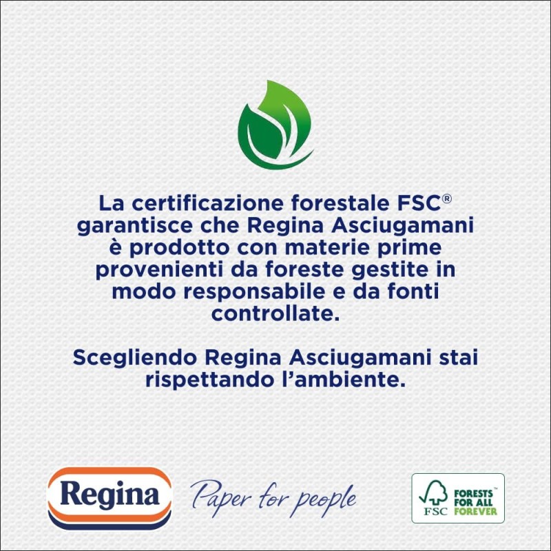 Regina Asciugamani Monouso – 5 Confezioni da 100 Servizi ciascuna, Asciugamani Usa e Getta Pratici ed Igienici, 100% Cellulosa FSC, Biodegradabili, Confezione Dispenser - 5 Unità (Confezione da 1)