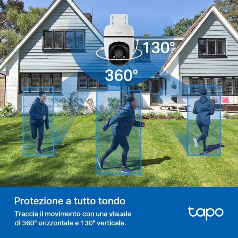 Tapo C500 Telecamera Wi-Fi Esterno FHD, 360° Visuale, Telecamera IP di Sorveglianza, IP65, Visione Notturna a Colori, Rilevamenti Smart AI, Audio Bidirezionale, Allarme sonoro personalizzato Tapo C500 Telecamera Wi-Fi Esterno FHD, 360° Visuale, Telecamera IP di Sorveglianza, IP65, Visione Notturna a Colori, Rilevamenti Smart AI, Audio Bidirezionale, Allarme sonoro personalizzato
