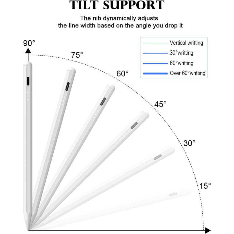 Apple Pencil con Inclinazione e Palm Rejection, Penna Magnetica per iPad 2018-2023