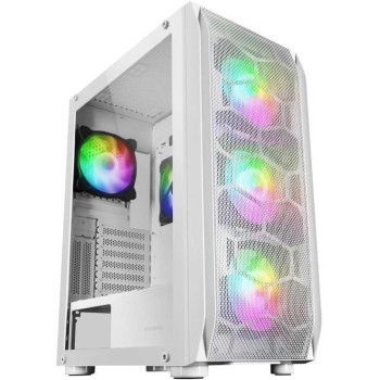 Mars Gaming MC-KX, Torre Gaming E-ATX Premium, Sistema CPU FREEZER, 5 Ventole ARGB Ultra-silenziose, Controller ARGB e Controller RF, Frontale Mesh, Bianco
