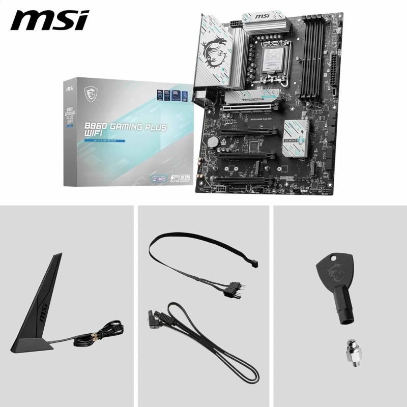 MSI Scheda madre B860 GAMING PLUS WIFI, ATX - Supporta processori Intel Core Ultra (Serie 2), LGA 1851 - DDR5 Memory Boost 8600+ MT/s (OC), PCIe 5.0 x16 x16, M.2 Gen5, Intel Killer 5G LAN, Wi-Fi 7 - B860 GAMING PLUS WIFI MSI Scheda madre B860 GAMING PLUS WIFI, ATX - Supporta processori Intel Core Ultra (Serie 2), LGA 1851 - DDR5 Memory Boost 8600+ MT/s (OC), PCIe 5.0 x16 x16, M.2 Gen5, Intel Killer 5G LAN, Wi-Fi 7 - B860 GAMING PLUS WIFI