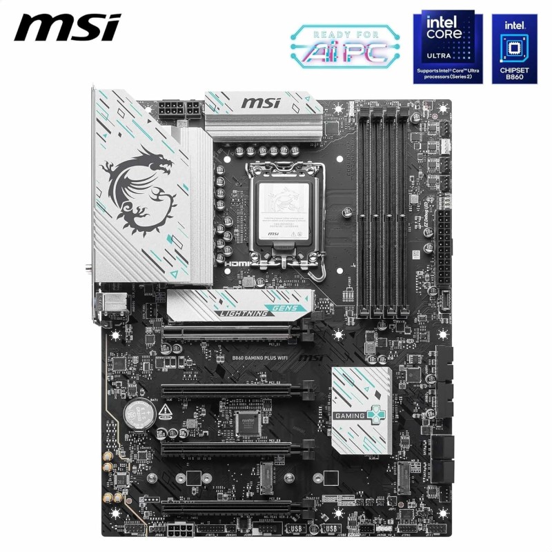 MSI Scheda madre B860 GAMING PLUS WIFI, ATX - Supporta processori Intel Core Ultra (Serie 2), LGA 1851 - DDR5 Memory Boost 8600+ MT/s (OC), PCIe 5.0 x16 x16, M.2 Gen5, Intel Killer 5G LAN, Wi-Fi 7 - B860 GAMING PLUS WIFI MSI Scheda madre B860 GAMING PLUS WIFI, ATX - Supporta processori Intel Core Ultra (Serie 2), LGA 1851 - DDR5 Memory Boost 8600+ MT/s (OC), PCIe 5.0 x16 x16, M.2 Gen5, Intel Killer 5G LAN, Wi-Fi 7 - B860 GAMING PLUS WIFI