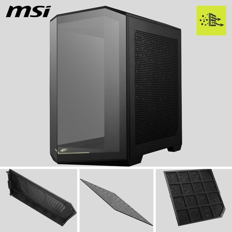 MSI MAG PANO 100R PZ ATX PC Case - Capacità ATX, staffa di installazione GPU Verical, supporto GPU, filtri antipolvere, staffa di archiviazione oscillante, doppia camera, USB 20Gbps Type-C - 100R / ATX MSI MAG PANO 100R PZ ATX PC Case - Capacità ATX, staffa di installazione GPU Verical, supporto GPU, filtri antipolvere, staffa di archiviazione oscillante, doppia camera, USB 20Gbps Type-C - 100R / ATX