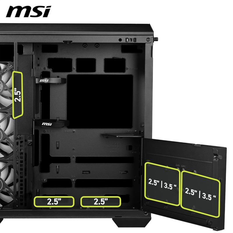 MSI MAG PANO 100R PZ ATX PC Case - Capacità ATX, staffa di installazione GPU Verical, supporto GPU, filtri antipolvere, staffa di archiviazione oscillante, doppia camera, USB 20Gbps Type-C - 100R / ATX MSI MAG PANO 100R PZ ATX PC Case - Capacità ATX, staffa di installazione GPU Verical, supporto GPU, filtri antipolvere, staffa di archiviazione oscillante, doppia camera, USB 20Gbps Type-C - 100R / ATX