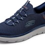Skechers Summits Key Pace, Scarpe da Ginnastica Uomo - 42 EU Larga Navy Mesh Trim