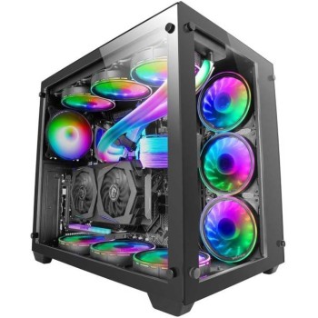 Mars Gaming MCV3, Torre Gaming Custom XXL E-ATX, Finestra Vetro Temperato Frontale e Laterale, Struttura Modulare Doppia Camera, Nero
