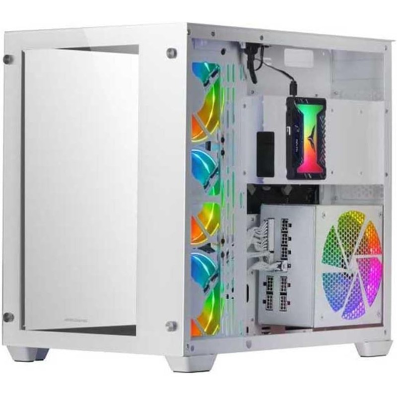 Mars Gaming MCV3, Torre Gaming Custom XXL E-ATX, Finestra Vetro Temperato Frontale e Laterale, Struttura Modulare Doppia Camera, Bianco