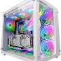 Mars Gaming MCV3, Torre Gaming Custom XXL E-ATX, Finestra Vetro Temperato Frontale e Laterale, Struttura Modulare Doppia Camera, Bianco