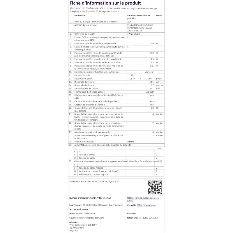 AOC Gaming 27G2ZNE Monitor Full HD da 27 pollici, 240 Hz, MPRT da 1 ms, FreeSync Prem, 1920x1080, HDMI 1.4, DisplayPort 1.2 nero/rosso, 27 pollice FHD , Supporto fisso - 27" FHD AOC Gaming 27G2ZNE Monitor Full HD da 27 pollici, 240 Hz, MPRT da 1 ms, FreeSync Prem, 1920x1080, HDMI 1.4, DisplayPort 1.2 nero/rosso, 27 pollice FHD , Supporto fisso - 27" FHD