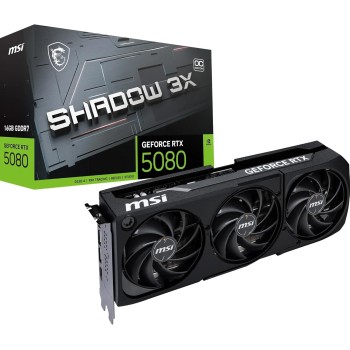msi GeForce RTX 5080 16G SHADOW 3X OC Scheda Grafica - GPU RTX 5080, 16GB GDDR7 (30Gbps/256-bit), PCIe 5.0 - Design a tripla ventola (3 x TORX FAN 5.0) - HDMI 2.1b, DisplayPort 2.1b msi GeForce RTX 5080 16G SHADOW 3X OC Scheda Grafica - GPU RTX 5080, 16GB GDDR7 (30Gbps/256-bit), PCIe 5.0 - Design a tripla ventola (3 x TORX FAN 5.0) - HDMI 2.1b, DisplayPort 2.1b