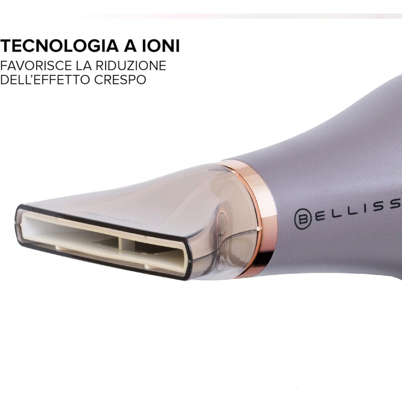 Bellissima Imetec - Asciugacapelli Professionale Ceramic & Argan Oil - Potente 2300W, Tecnologia Ceramica e Olio Argan, con Ionizzatare, Diffusore per Ricci, 2 Convogliatori per asciugatura e styling