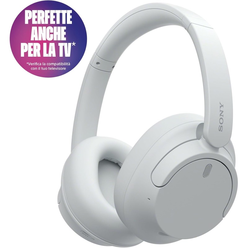 Sony WH-CH720N | Cuffie Wireless con Noise Cancelling, Connessione Multipoint, Fino a 35 ore di durata della batteria e Ricarica Rapida - Bianco - Bianco