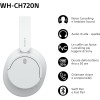 Sony WH-CH720N | Cuffie Wireless con Noise Cancelling, Connessione Multipoint, Fino a 35 ore di durata della batteria e Ricarica Rapida - Bianco - Bianco