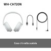 Sony WH-CH720N | Cuffie Wireless con Noise Cancelling, Connessione Multipoint, Fino a 35 ore di durata della batteria e Ricarica Rapida - Bianco - Bianco
