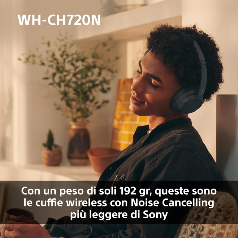 Sony WH-CH720N | Cuffie Wireless con Noise Cancelling, Connessione Multipoint, Fino a 35 ore di durata della batteria e Ricarica Rapida - Bianco - Bianco