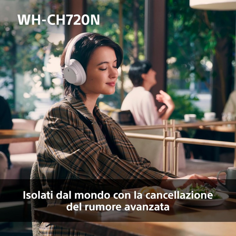 Sony WH-CH720N | Cuffie Wireless con Noise Cancelling, Connessione Multipoint, Fino a 35 ore di durata della batteria e Ricarica Rapida - Bianco - Bianco