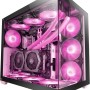 Mars Gaming MCV4, Torre Gaming Custom XXL E-ATX, Finestra Vetro Temperato Frontale e Laterale Senza Cornice, Struttura Modulare Doppia Camera, Rosa