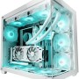 Mars Gaming MCV4, Torre Gaming Custom XXL E-ATX, Finestra Vetro Temperato Frontale e Laterale Senza Cornice, Struttura Modulare Doppia Camera, Bianco