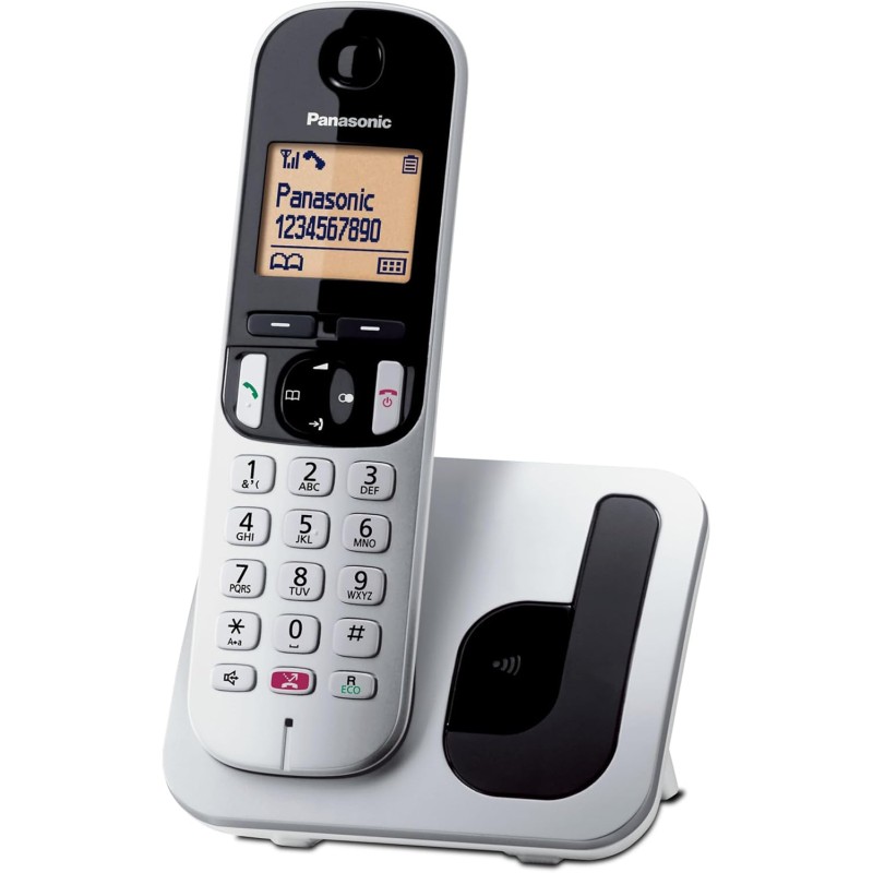 Panasonic KX-TGC250JTS Telefono Cordless Digitale, Unità Base e Ricevitore Singolo, ID Chiamante, Blocco Chiamate Indesiderate, Vivavoce, Modalità Eco One Touch, Sveglia Evoluta, Display LCD, Argento - Argento Panasonic KX-TGC250JTS Telefono Cordless Digitale, Unità Base e Ricevitore Singolo, ID Chiamante, Blocco Chiamate Indesiderate, Vivavoce, Modalità Eco One Touch, Sveglia Evoluta, Display LCD, Argento - Argento