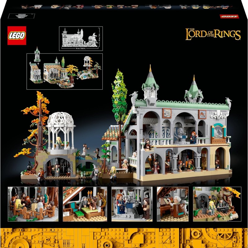 LEGO 10316 Icons Il Signore degli Anelli: Gran Burrone, Costruisci ed Esponi la Valle della Terra di Mezzo, Grande Set Immersivo per Adulti, 15 Minifigure come Frodo e Bilbo Baggins (Esclusiva Amazon)