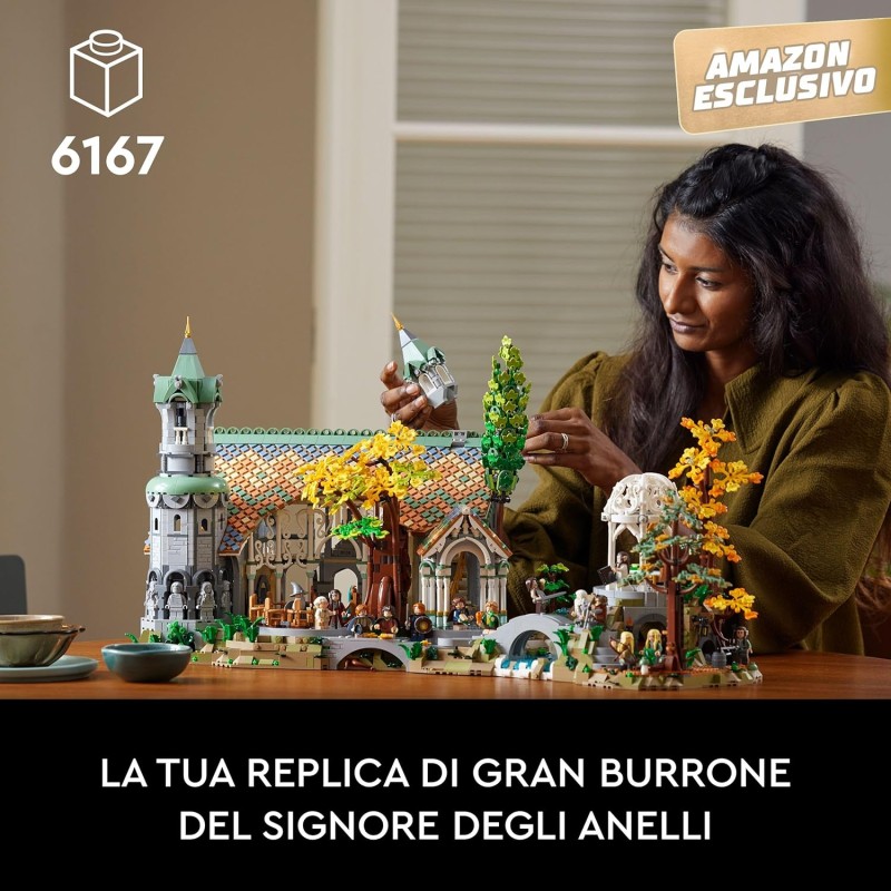 LEGO 10316 Icons Il Signore degli Anelli: Gran Burrone, Costruisci ed Esponi la Valle della Terra di Mezzo, Grande Set Immersivo per Adulti, 15 Minifigure come Frodo e Bilbo Baggins (Esclusiva Amazon)