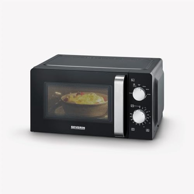 SEVERIN Microonde Solo, forno a microonde per scongelare e riscaldare, forno a microonde con piatto girevole per una distribuzione uniforme del calore, nero, MW 7886