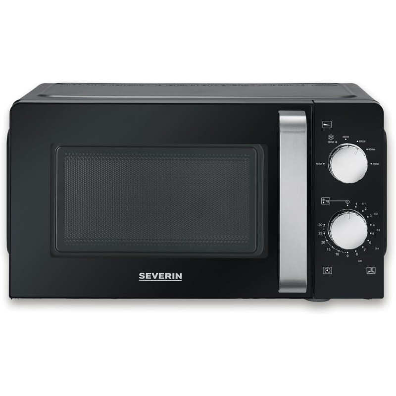 SEVERIN Microonde Solo, forno a microonde per scongelare e riscaldare, forno a microonde con piatto girevole per una distribuzione uniforme del calore, nero, MW 7886