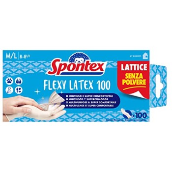 Spontex Guanti in Lattice Flexy Latex x 100 Mapa Spontex, Guanti in Lattice, Monouso, 100 Pezzi, Taglia M/L - M-L Spontex Guanti in Lattice Flexy Latex x 100 Mapa Spontex, Guanti in Lattice, Monouso, 100 Pezzi, Taglia M/L - M-L