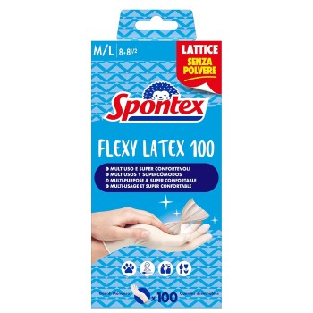 Spontex Guanti in Lattice Flexy Latex x 100 Mapa Spontex, Guanti in Lattice, Monouso, 100 Pezzi, Taglia M/L - M-L