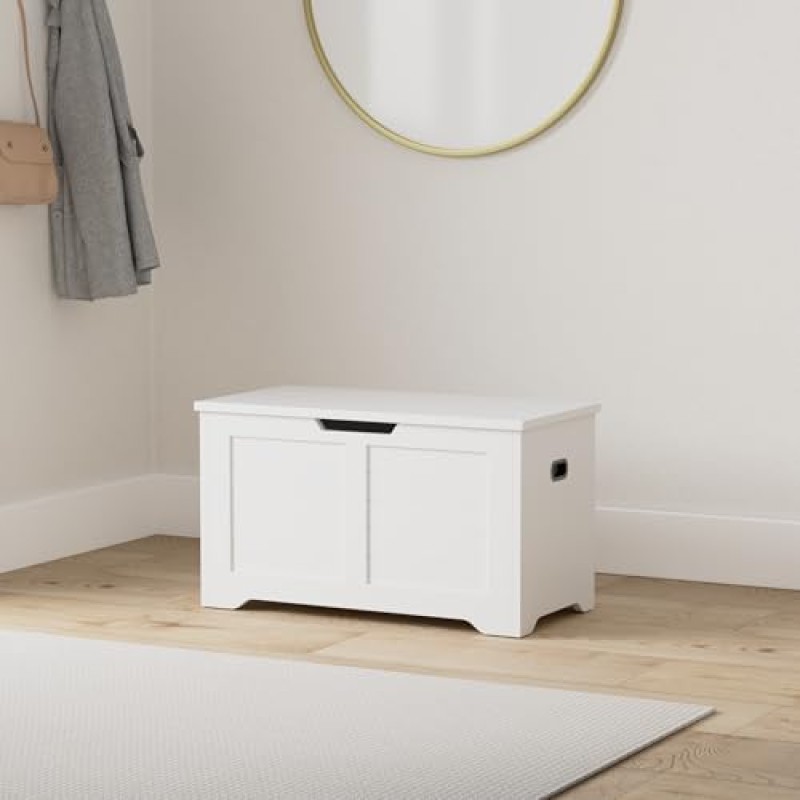 VASAGLE Cassapanca, Panca Portaoggetti, Pouf Organizzatore con 2 Cerniere di Sicurezza, Scarpiera, 40 x 80 x 46 cm, Corridoio, Camera da Letto, Soggiorno, Bianco Nuvola LSB063T14 - 80l cm Bianco Nuvola