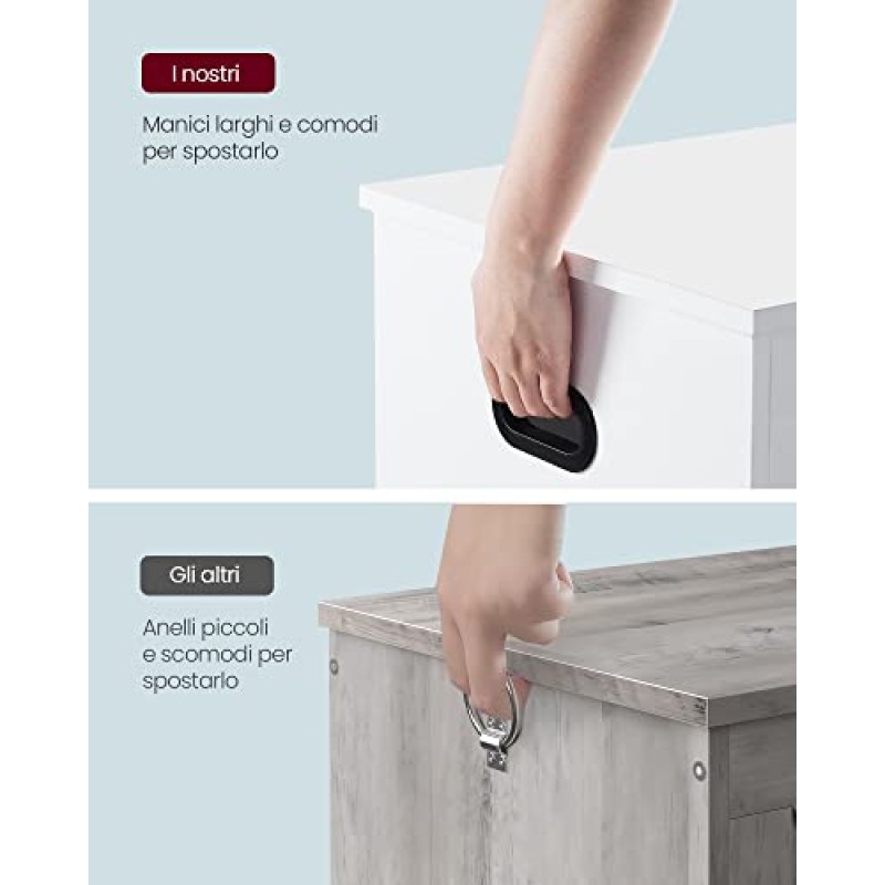 VASAGLE Cassapanca, Panca Portaoggetti, Pouf Organizzatore con 2 Cerniere di Sicurezza, Scarpiera, 40 x 80 x 46 cm, Corridoio, Camera da Letto, Soggiorno, Bianco Nuvola LSB063T14 - 80l cm Bianco Nuvola