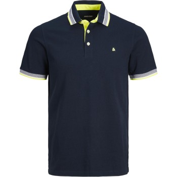 JACK & JONES Polo Plain Shirt Collar Polo - XS Blu Marino - Giallo JACK & JONES Polo Plain Shirt Collar Polo - XS Blu Marino - Giallo