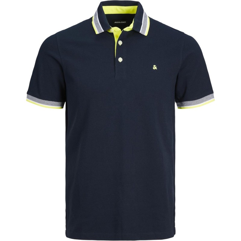 JACK & JONES Polo Plain Shirt Collar Polo - XS Blu Marino - Giallo JACK & JONES Polo Plain Shirt Collar Polo - XS Blu Marino - Giallo