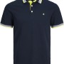 JACK & JONES Polo Plain Shirt Collar Polo - XS Blu Marino - Giallo