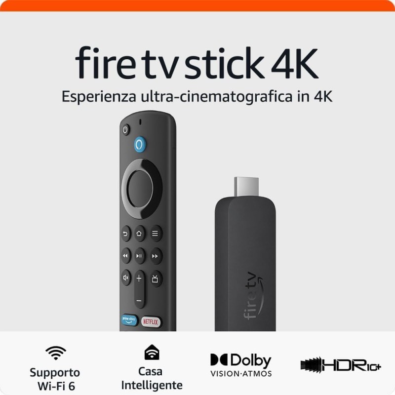 Ricondizionato Certificato|Fire TV Stick 4K di Amazon | Dispositivo per lo streaming con supporto per Wi-Fi 6, Dolby Vision/Atmos e HDR10+ Ricondizionato Certificato|Fire TV Stick 4K di Amazon | Dispositivo per lo streaming con supporto per Wi-Fi 6, Dolby Vision/Atmos e HDR10+