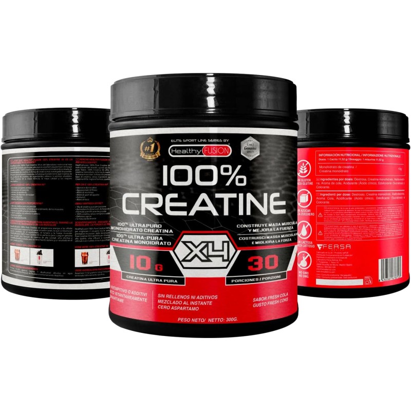 Healthy Fusion Creatina Monoidrata | Creatina Pura microfiltrata | Favorisce la crescita muscolare e migliora la resistenza fisica | Elevata solubilità | Formato in polvere, gusto di Anguria 300gr Healthy Fusion Creatina Monoidrata | Creatina Pura microfiltrata | Favorisce la crescita muscolare e migliora la resistenza fisica | Elevata solubilità | Formato in polvere, gusto di Anguria 300gr