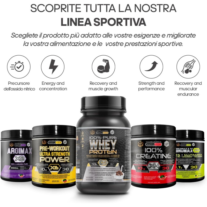 Healthy Fusion Creatina Monoidrata | Creatina Pura microfiltrata | Favorisce la crescita muscolare e migliora la resistenza fisica | Elevata solubilità | Formato in polvere, gusto di Anguria 300gr Healthy Fusion Creatina Monoidrata | Creatina Pura microfiltrata | Favorisce la crescita muscolare e migliora la resistenza fisica | Elevata solubilità | Formato in polvere, gusto di Anguria 300gr