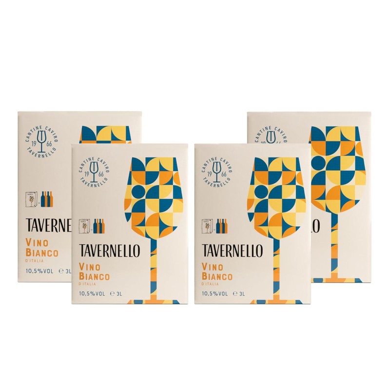 Tavernello Classico Vino Bianco d'Italia, Vino Secco con Profumi Fruttati, 10.5% Vol, Confezione con 4 Bag in Box da 3 L Tavernello Classico Vino Bianco d'Italia, Vino Secco con Profumi Fruttati, 10.5% Vol, Confezione con 4 Bag in Box da 3 L