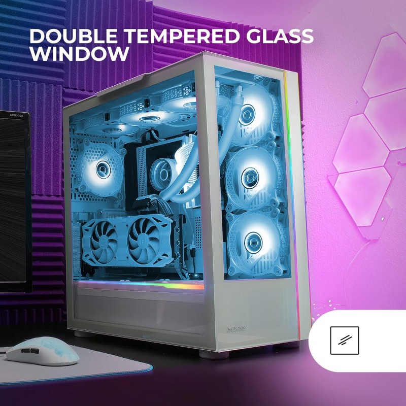 Mars Gaming MC-ULTRA, Torre Gaming Custom E-ATX XXL, Doppia Striscia LED ARGB, Doppia Finestra Vetro Temperato, Doppia Struttura Camera Verticale, Bianco Mars Gaming MC-ULTRA, Torre Gaming Custom E-ATX XXL, Doppia Striscia LED ARGB, Doppia Finestra Vetro Temperato, Doppia Struttura Camera Verticale, Bianco