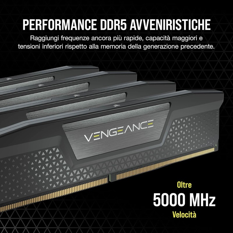 CORSAIR VENGEANCE DDR5 RAM 192GB (4x48GB) 5200MHz CL38 Intel XMP Compatibile iCUE Memoria per Computer - Nero (CMK192GX5M4B5200C38) - 192GB (4x48GB) Nero CORSAIR VENGEANCE DDR5 RAM 192GB (4x48GB) 5200MHz CL38 Intel XMP Compatibile iCUE Memoria per Computer - Nero (CMK192GX5M4B5200C38) - 192GB (4x48GB) Nero
