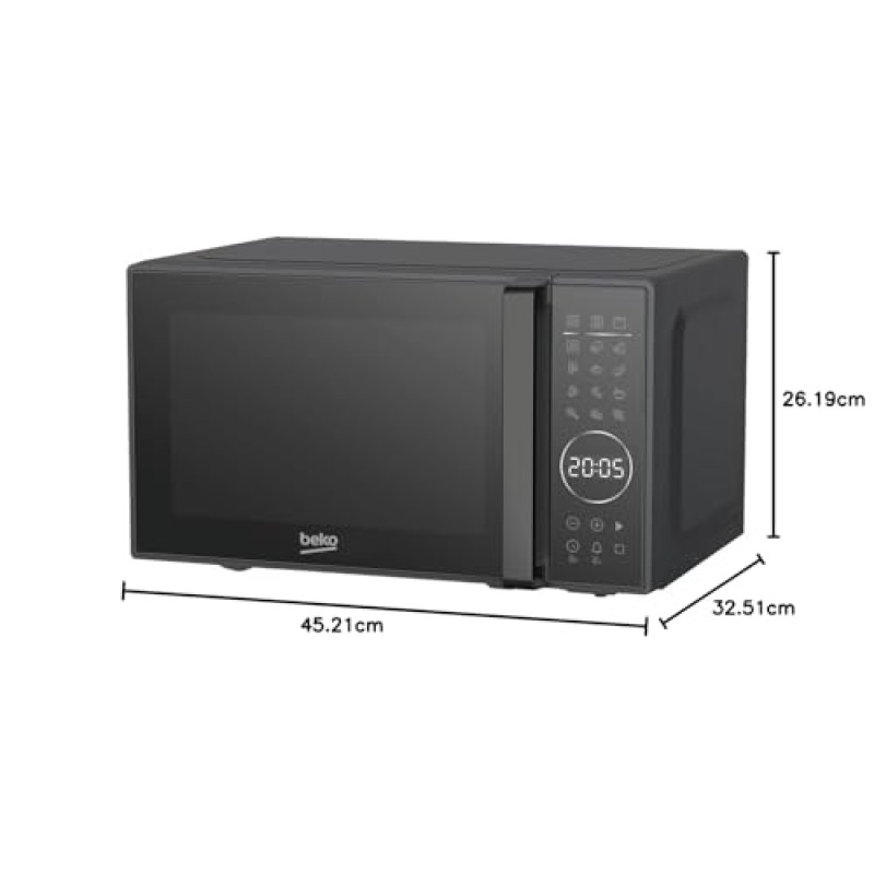 Beko - MGC20130BB - Forno a Microonde con Grill 20 Litri, 1000 W, Timer Digitale, Libera Installazione, 10 Livelli di Potenza - Nero