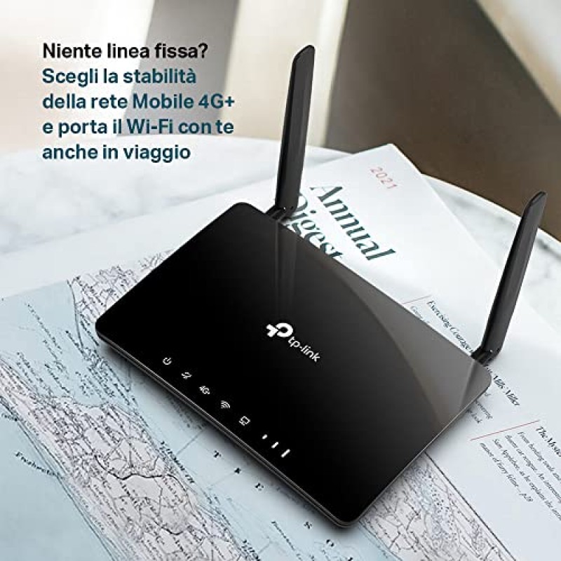TP-Link Archer MR550 Router 4G+ Cat6 300Mbps, Wi-Fi AC1200 Dual Band, Router 4g con Sim, MicroSIM, Porta LAN/WAN Gigabit, MU-MIMO, Senza Configurazione, Tecnologia TP-Link OneMesh
