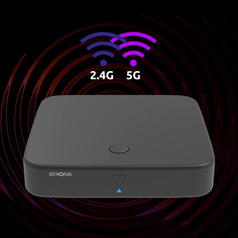 STRONG - Streaming Box Android TV + DVB-T 4K UHD - SRT420 - Chromecast integrato - Compatibile con Google Voice Assistant - Dolby Audio e Dolby Vision - Facile da installare - Nero