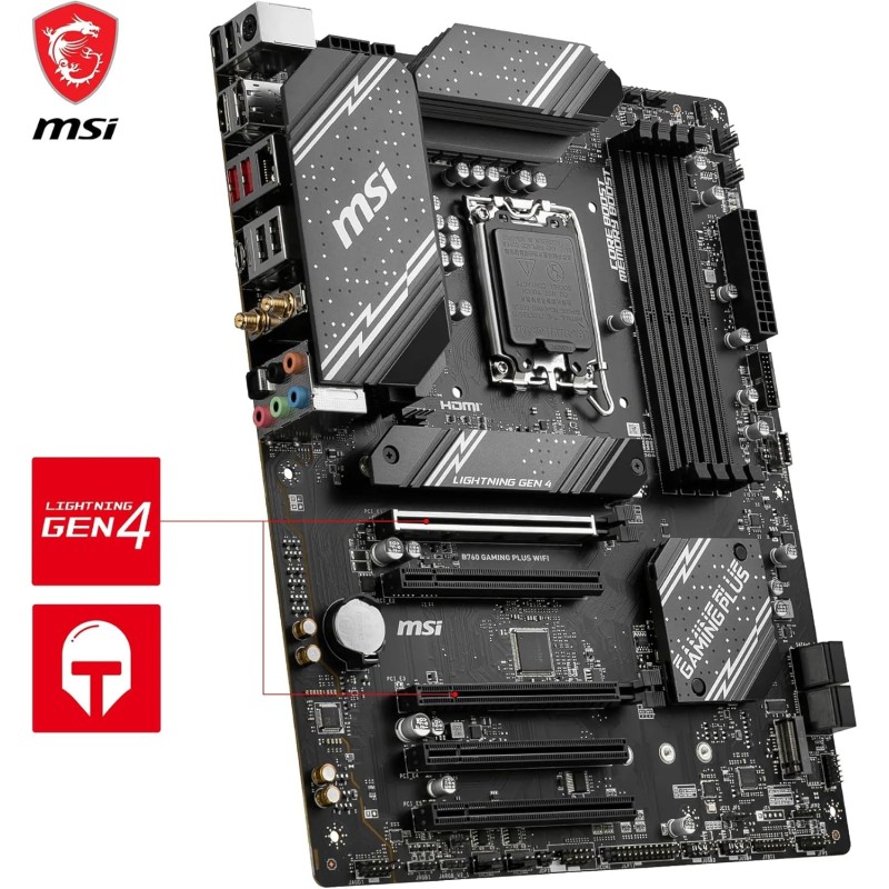 MSI Scheda madre B760 Gaming Plus WiFi, ATX - Supporta processori Intel Core di 12a e 13a generazione, LGA 1700 - DDR5 Memory Boost 6800+MHz/OC, 2 x PCIe 4.0 x16, 2 x M.2 Gen4, LAN 2.5G - ATX MSI Scheda madre B760 Gaming Plus WiFi, ATX - Supporta processori Intel Core di 12a e 13a generazione, LGA 1700 - DDR5 Memory Boost 6800+MHz/OC, 2 x PCIe 4.0 x16, 2 x M.2 Gen4, LAN 2.5G - ATX