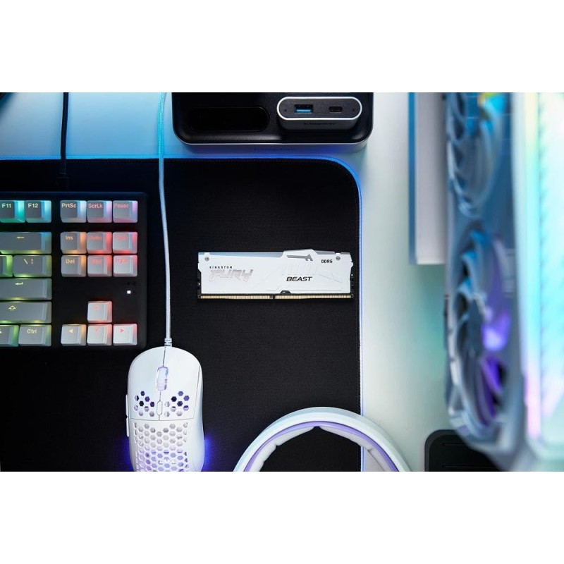 Kingston FURY Beast Bianco RGB XMP 32GB 6000MT/s DDR5 CL40 DIMM Memoria Gaming per Computer Fissi Kit da 2 - KF560C40BWAK2-32 - 32GB Bianco