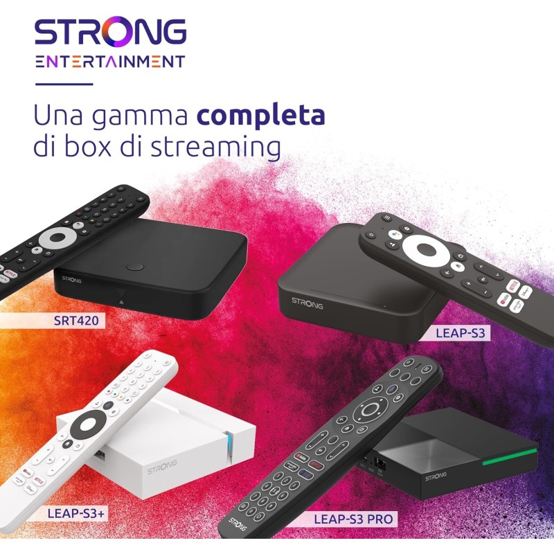 STRONG - Streaming Box Android TV 4K UHD - Leap-S3 - Chromecast integrato - Compatibile con Google Voice Assistant - Dolby Atmos e Dolby Vision - Facile da installare - Nero STRONG - Streaming Box Android TV 4K UHD - Leap-S3 - Chromecast integrato - Compatibile con Google Voice Assistant - Dolby Atmos e Dolby Vision - Facile da installare - Nero