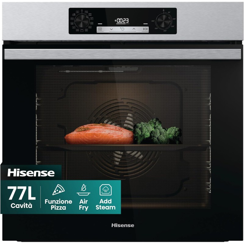 Hisense O65226AXS, Forno Elettrico da Incasso, Multifunzione Termoventilato con Vapore, Capienza XXL 77L, Pulizia AcquaClean, 13 Funzioni di Cottura (Pizza 300°C e AirFry), Inox Anti-impronta - Inox Hisense O65226AXS, Forno Elettrico da Incasso, Multifunzione Termoventilato con Vapore, Capienza XXL 77L, Pulizia AcquaClean, 13 Funzioni di Cottura (Pizza 300°C e AirFry), Inox Anti-impronta - Inox