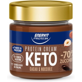 Enervit, Protein Cream Keto Cacao e Nocciole, -70% di Zuccheri, Crema Proteica Spalmabile con Cacao e Nocciole, Per una Colazione Golosa e Saziante, Senza Glutine, Barattolo da 180gr Enervit, Protein Cream Keto Cacao e Nocciole, -70% di Zuccheri, Crema Proteica Spalmabile con Cacao e Nocciole, Per una Colazione Golosa e Saziante, Senza Glutine, Barattolo da 180gr