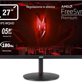 Acer Nitro XV271UM3bmiiprfx, Monitor Gaming PC 27", Display IPS WQHD, 180 Hz, 0,5 ms, FreeSync Premium, HDMI 2.0, DP 1.2, ZeroFrame, Speaker Integrati, Regolazione in altezza, Cavi DP, HDMI Inclusi - 27" Acer Nitro XV271UM3bmiiprfx, Monitor Gaming PC 27", Display IPS WQHD, 180 Hz, 0,5 ms, FreeSync Premium, HDMI 2.0, DP 1.2, ZeroFrame, Speaker Integrati, Regolazione in altezza, Cavi DP, HDMI Inclusi - 27"